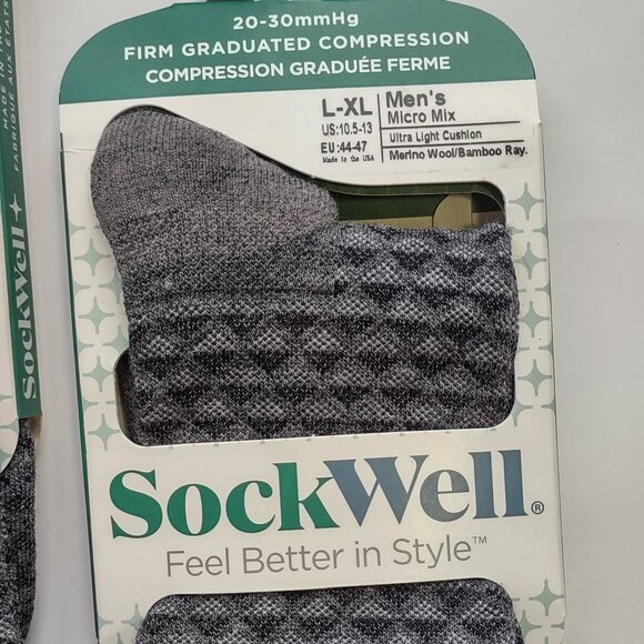 SockWell Merino Wool Firm Graduated Compression Socks ~ 2 Pairs ~ Men's L/XL - Picture 7 of 7